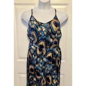 Love U Dear Womens Jumpsuit Pants Size XL 1X Floral Hawaiian Tropical Blue Black